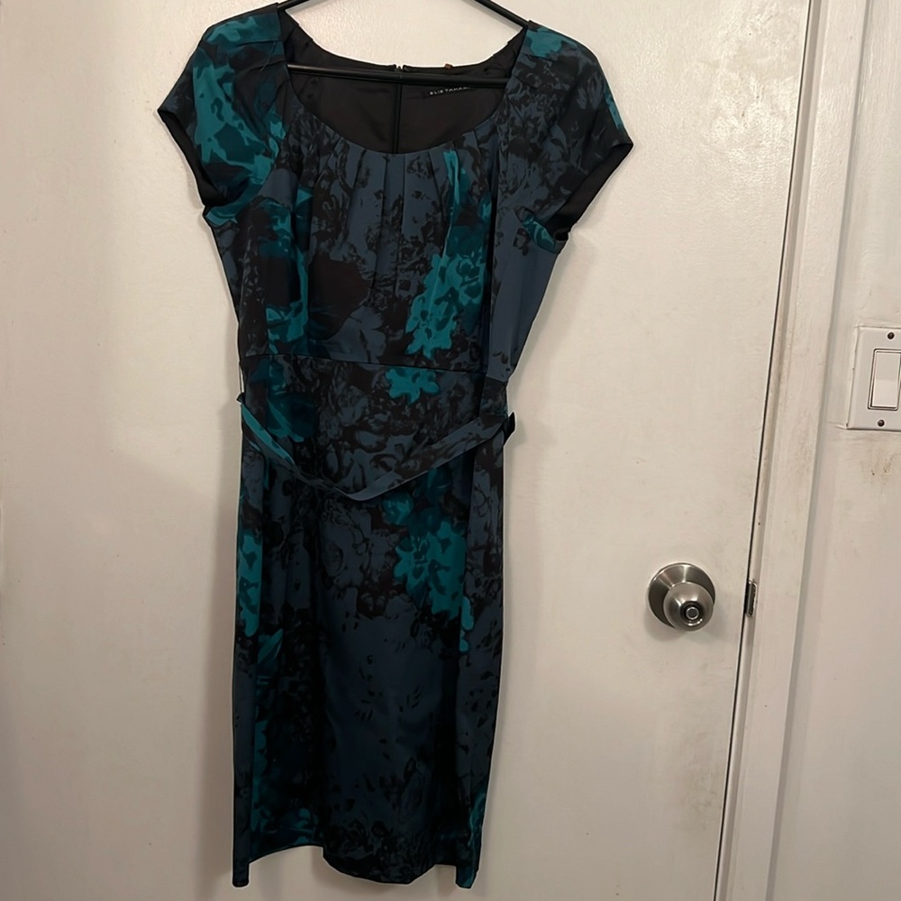 Elie Tahari Green Floral Silk Dress